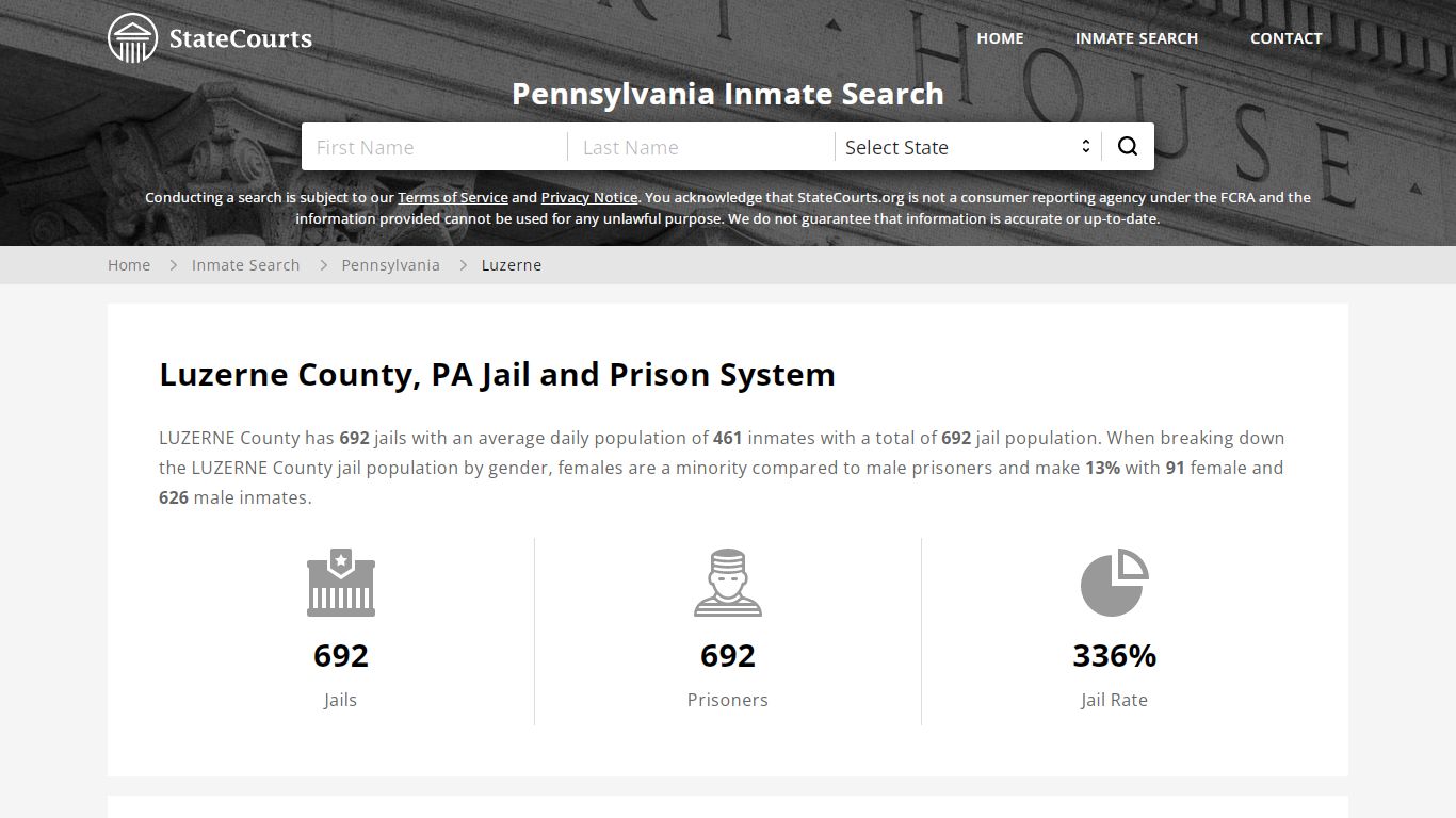 Luzerne County, PA Inmate Search - StateCourts